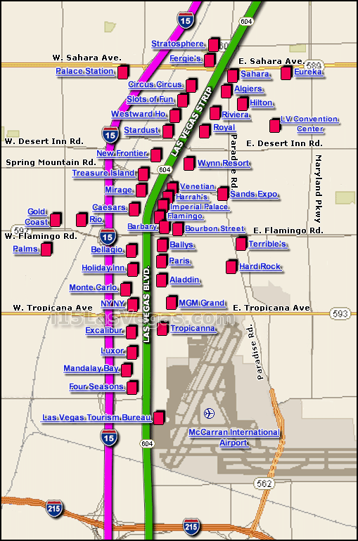 Map of Las Vegas Strip Free Printable Maps